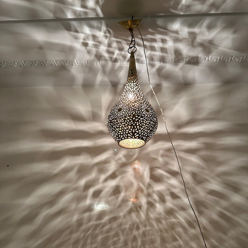 Order by Size : Moroccan Handmade Brass Ceiling Pendant Light (Rabia)
