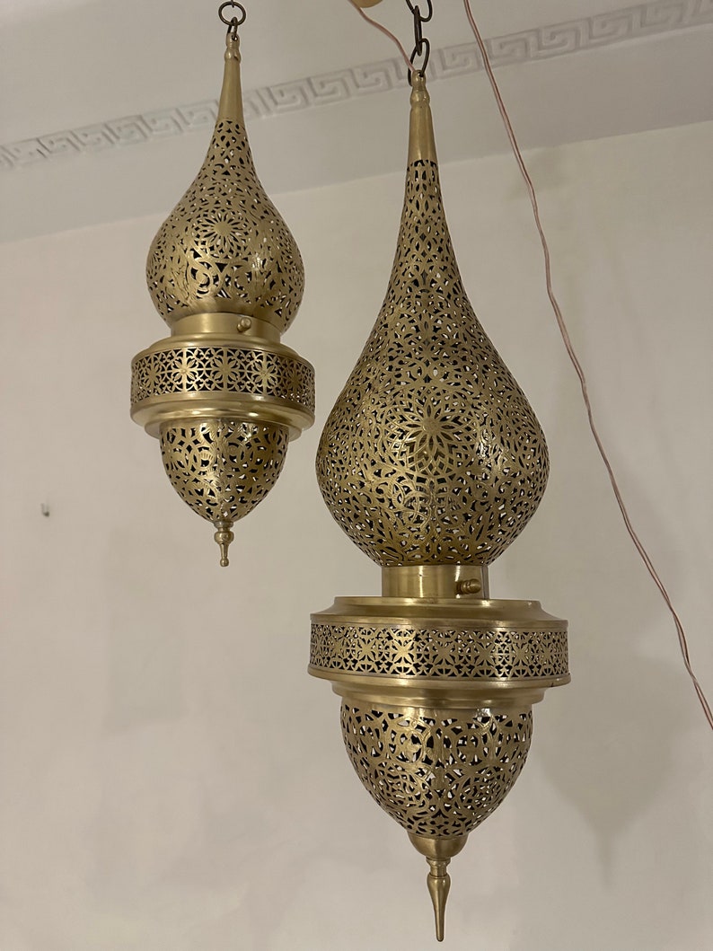 Order by Size : Moroccan Handmade Brass Ceiling Pendant Light (Ighil)