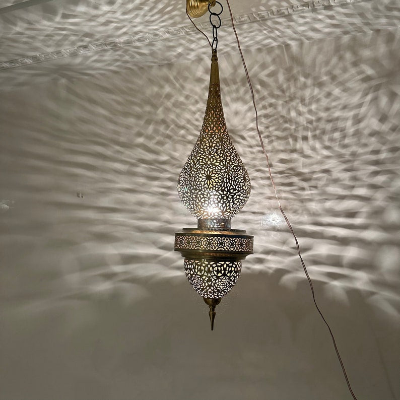 Order by Size : Moroccan Handmade Brass Ceiling Pendant Light (Ighil)