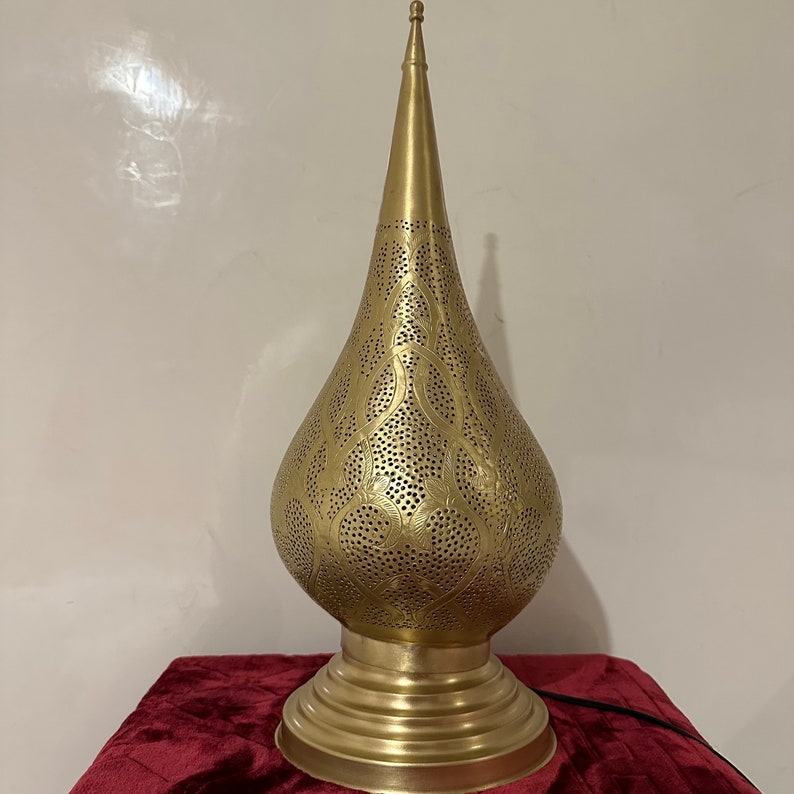 Order by Size : Moroccan Handmade Brass Table Lamp (Ahood)