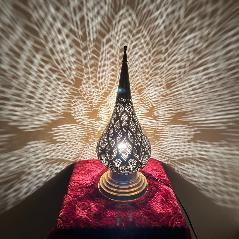 Order by Size : Moroccan Handmade Brass Table Lamp (Ahood)
