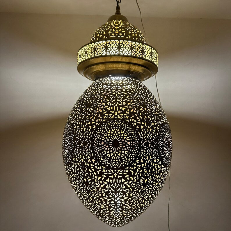 Moroccan Handmade Brass Ceiling Pendant Light (Amehis)