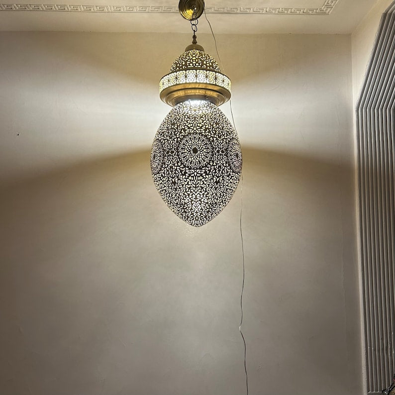 Moroccan Handmade Brass Ceiling Pendant Light (Amehis)