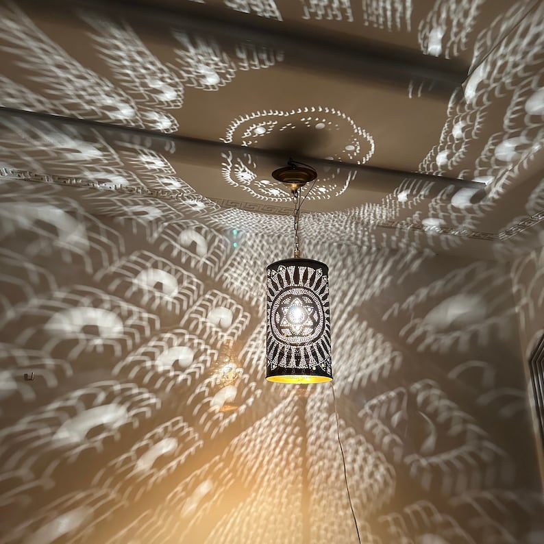 Order by Size : Moroccan Handmade Brass Ceiling Pendant Light (Tadast)