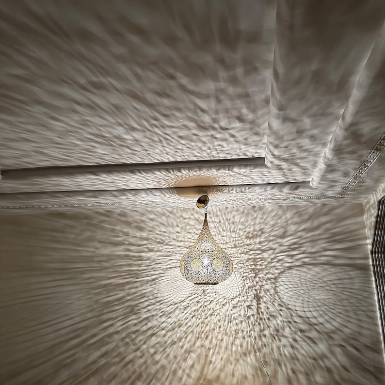 Order by Size : Moroccan Handmade Brass Ceiling Pendant Light (Nuha)