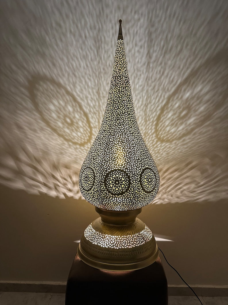 Order by Size : Moroccan Handmade Brass Table Lamp (ghazala)