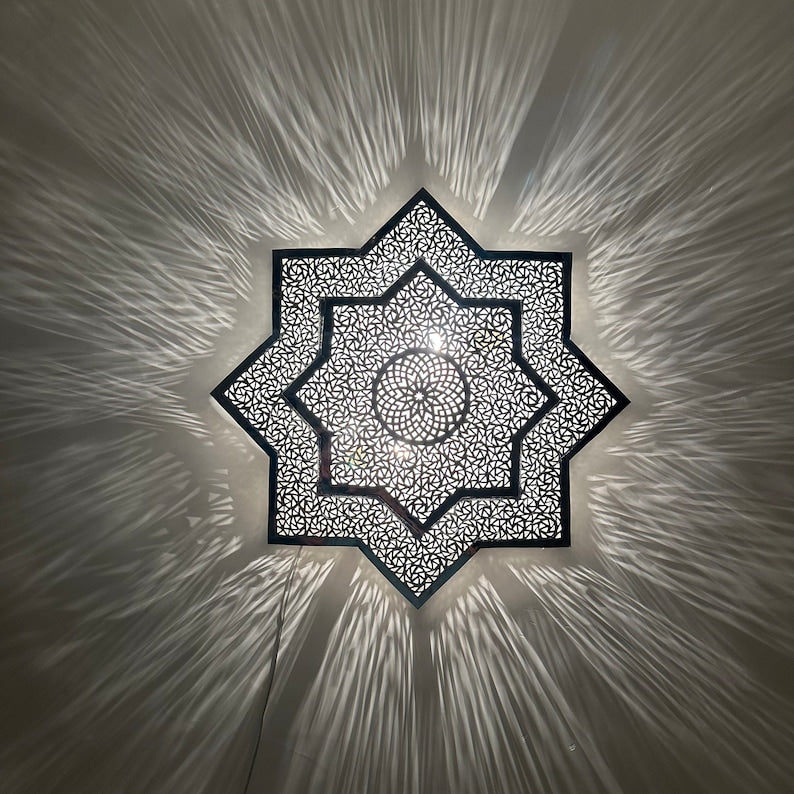 Order by Size : Moroccan handmade brass round wall light lamp ( OUEJDA)
