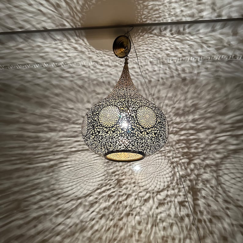 Order by Size : Moroccan Handmade Brass Ceiling Pendant Light (Nuha)