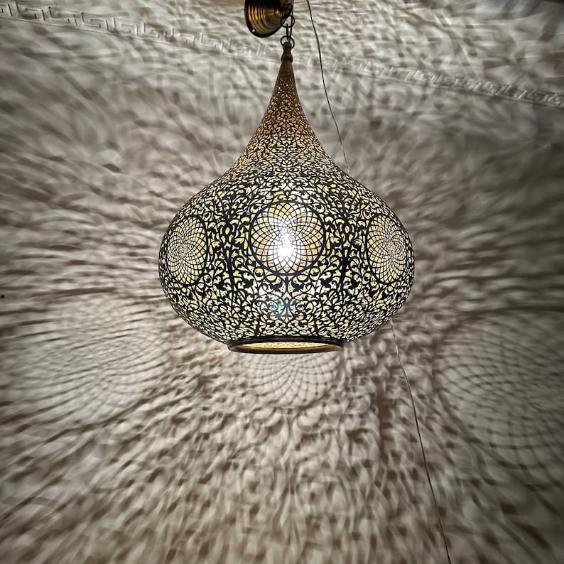 Order by Size : Moroccan Handmade Brass Ceiling Pendant Light (Nuha)