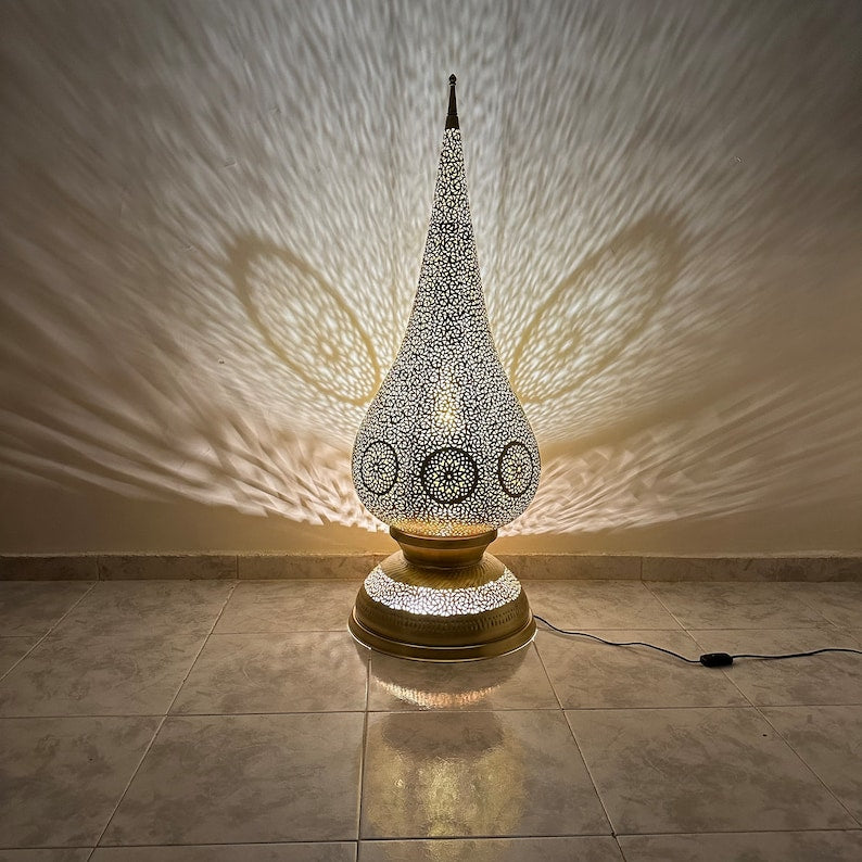 Order by Size : Moroccan Handmade Brass Table Lamp (ghazala)