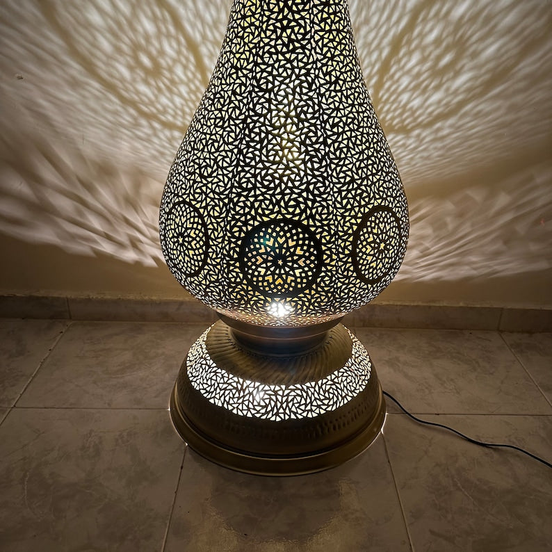 Order by Size : Moroccan Handmade Brass Table Lamp (ghazala)