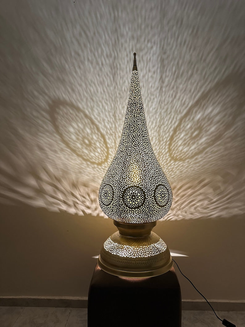 Order by Size : Moroccan Handmade Brass Table Lamp (ghazala)