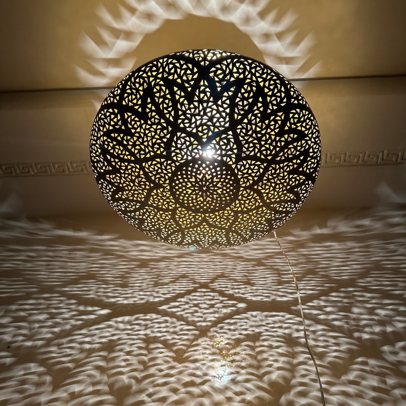 Order by Size : Moroccan Handmade Brass Ceiling Pendant Light (Warda)