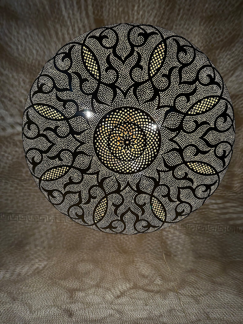 Order by Size : Moroccan Handmade Brass Ceiling Pendant Light (Rayhana)