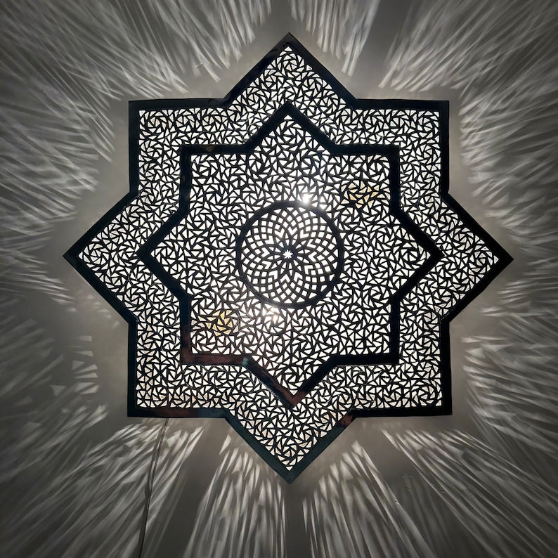 Order by Size : Moroccan handmade brass round wall light lamp ( OUEJDA)