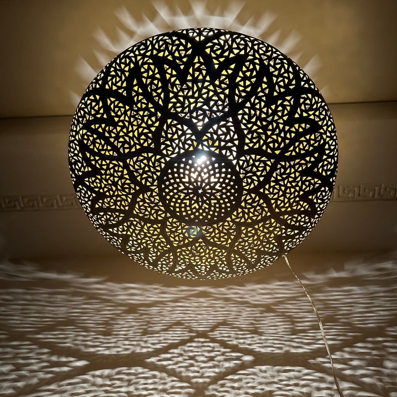 Order by Size : Moroccan Handmade Brass Ceiling Pendant Light (Warda)