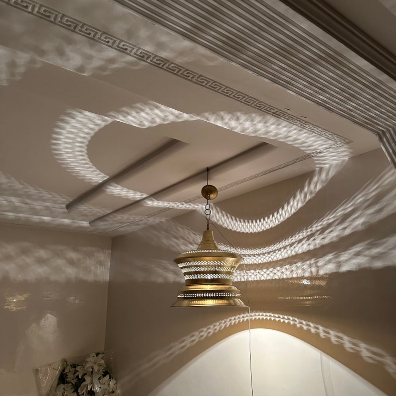 Moroccan Handmade Brass Ceiling Pendant Light (Ameerah)