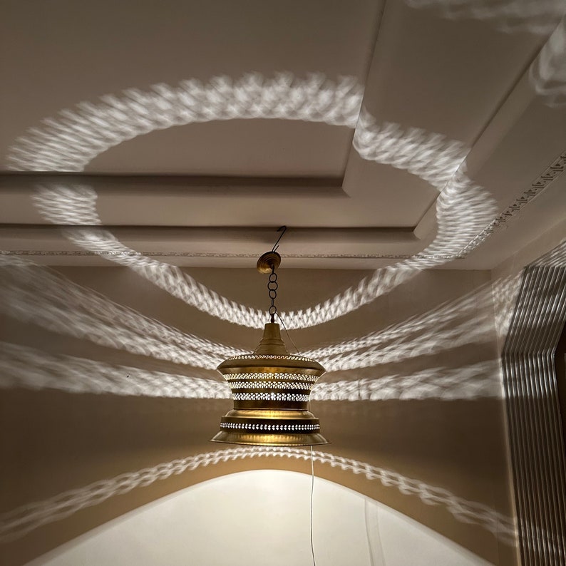 Moroccan Handmade Brass Ceiling Pendant Light (Ameerah)