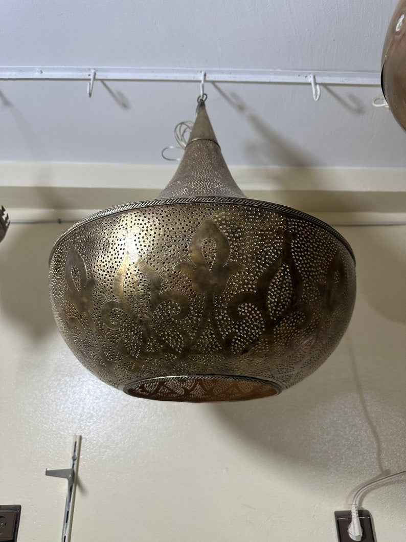 Order by Size : Moroccan Handmade Brass Ceiling Pendant Light (Raneem)
