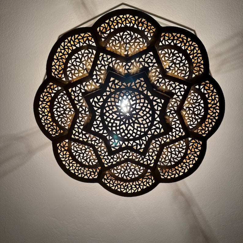 Order by Size : Moroccan Handmade Brass Ceiling Pendant Light (Ulfah)