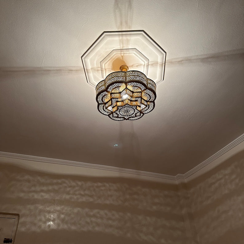 Order by Size : Moroccan Handmade Brass Ceiling Pendant Light (Ulfah)