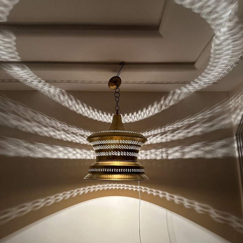 Moroccan Handmade Brass Ceiling Pendant Light (Ameerah)