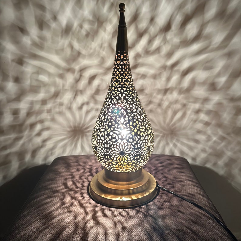 Order by Size : Moroccan Handmade Brass Table Lamp (Basmah)