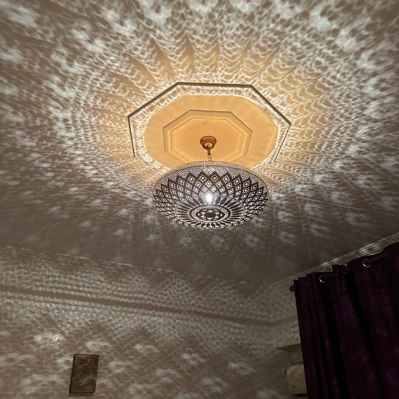 Order by Size : Moroccan Handmade Brass Ceiling Pendant Light (Naeema)