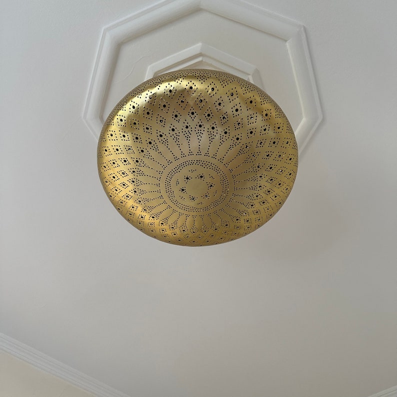 Order by Size : Moroccan Handmade Brass Ceiling Pendant Light (Naeema)