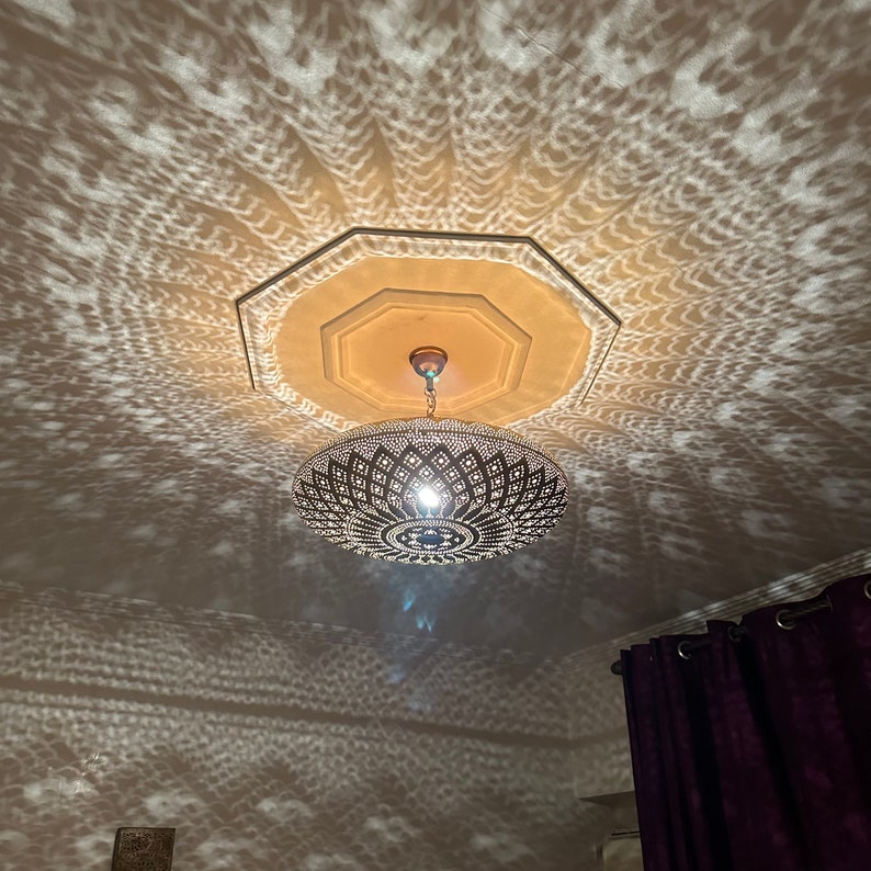 Order by Size : Moroccan Handmade Brass Ceiling Pendant Light (Naeema)