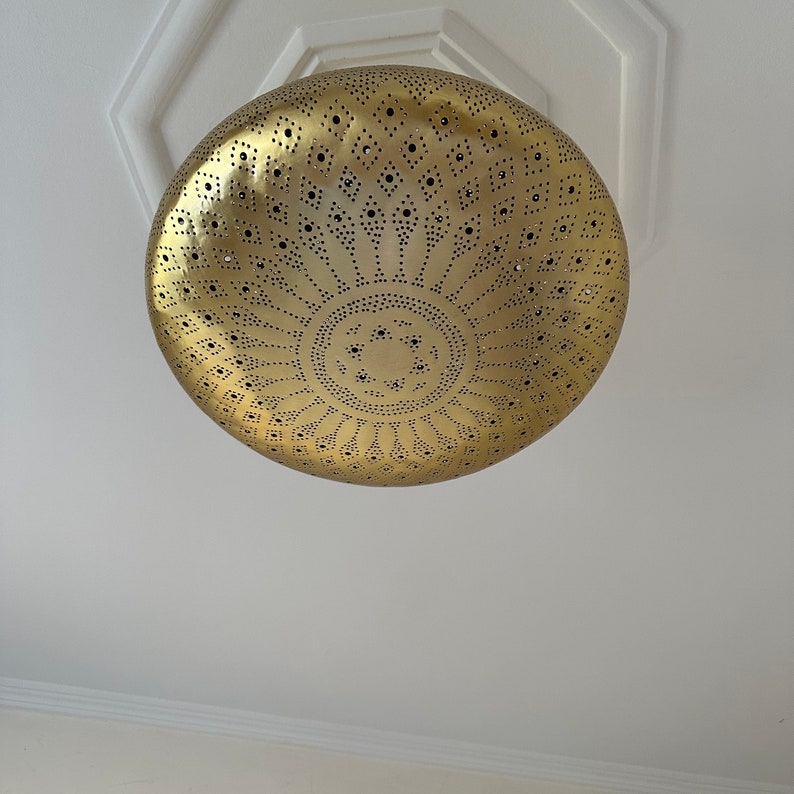 Order by Size : Moroccan Handmade Brass Ceiling Pendant Light (Naeema)