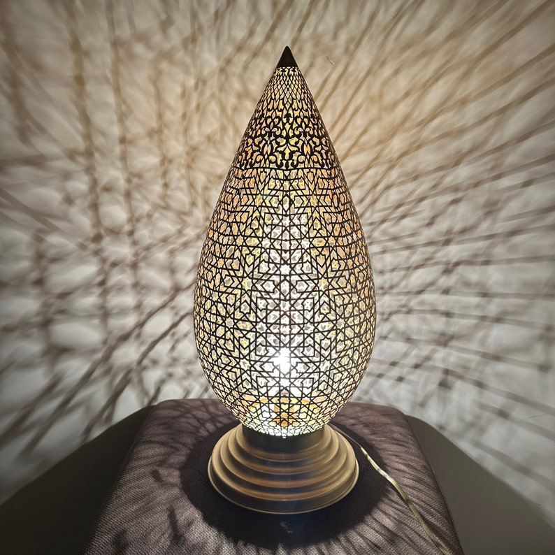 Moroccan Handmade Brass Table Lamp (Bahia)