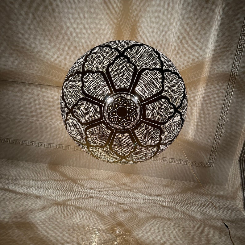 Order by Size : Moroccan Handmade Brass Ceiling Pendant Light (Sadiya)