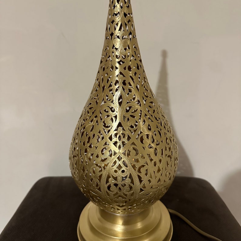 Order by Size : Moroccan Handmade Brass Table Lamp (Maram)