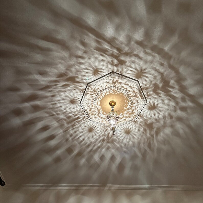 Moroccan Handmade Brass Ceiling Pendant Light (Aṣil)
