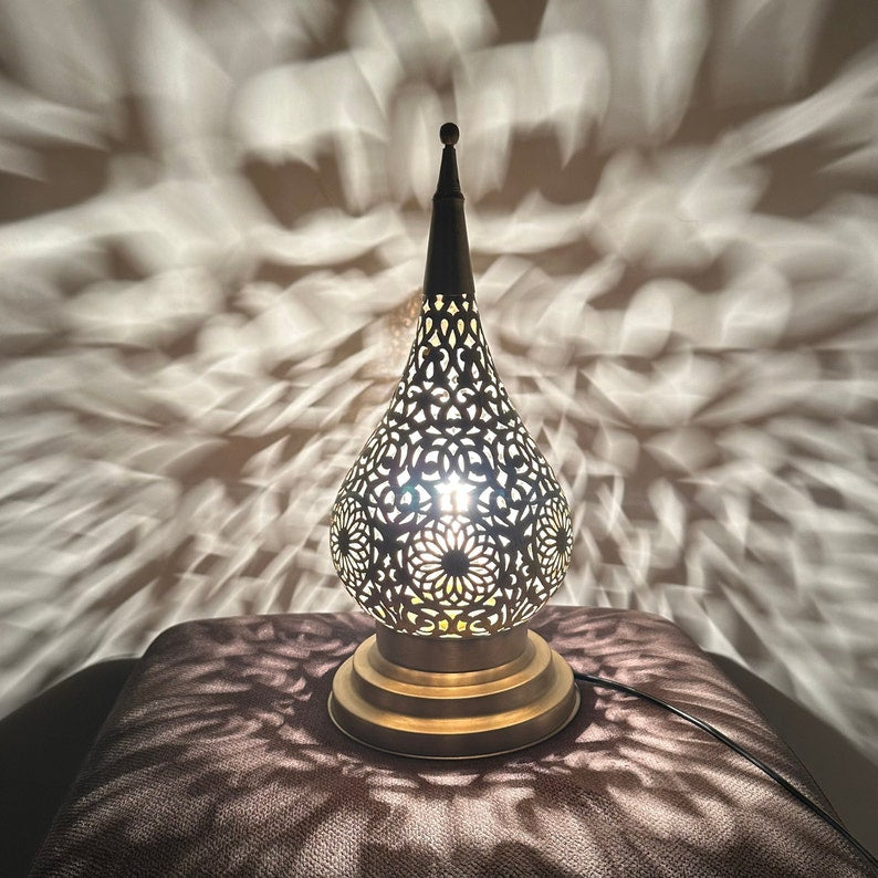Moroccan Handmade Brass Table Lamp (Aysha)