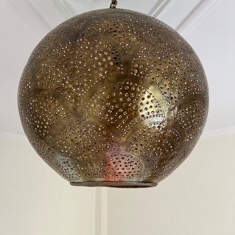 Order by Size : Moroccan Handmade Brass Ceiling Pendant Light (Gulnaz)