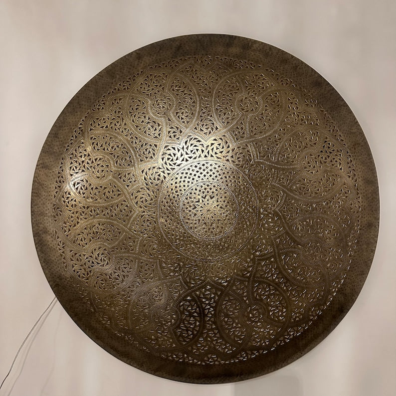 Order by Size : Moroccan handmade brass round wall light lamp ( casablanca)
