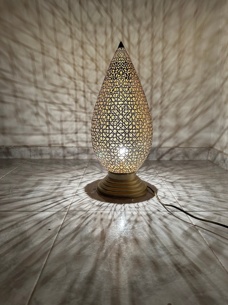 Moroccan Handmade Brass Table Lamp (Bahia)