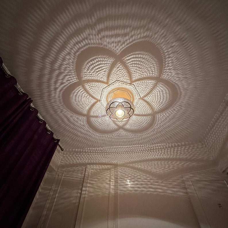 Order by Size : Moroccan Handmade Brass Ceiling Pendant Light (Fariha)