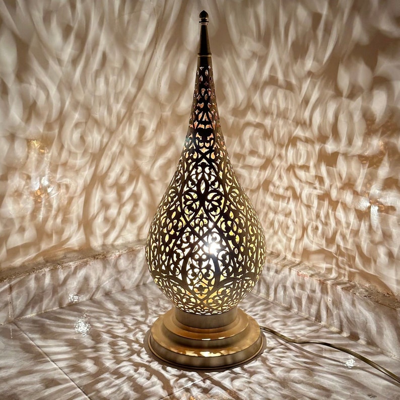 Order by Size : Moroccan Handmade Brass Table Lamp (Maram)