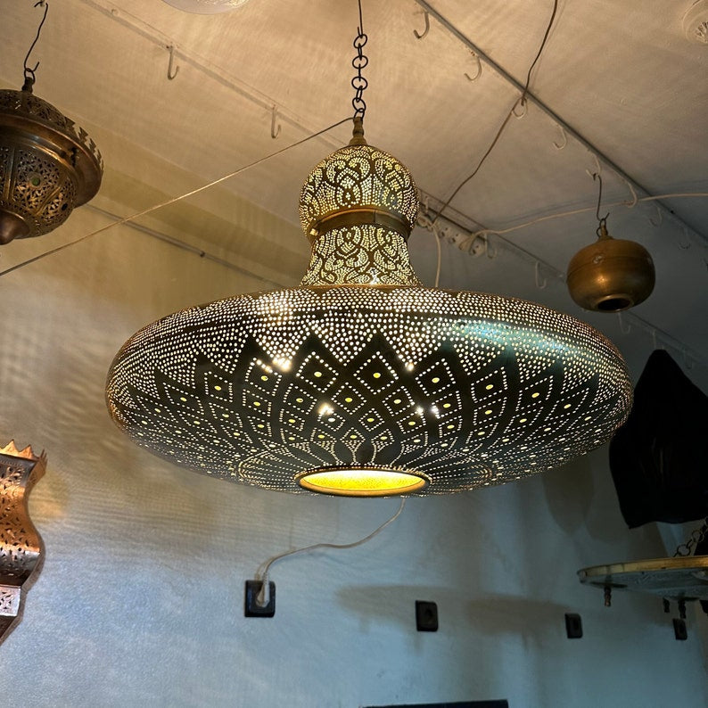 Order by Size : Moroccan Handmade Brass Ceiling Pendant Light (Rasha)