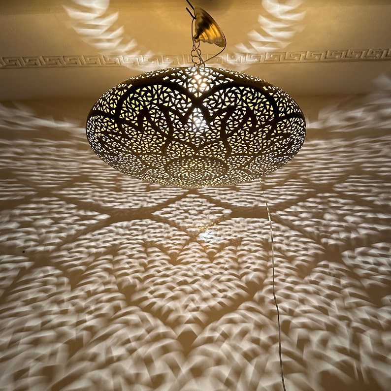 Order by Size : Moroccan Handmade Brass Ceiling Pendant Light (Warda)