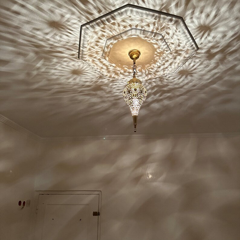 Moroccan Handmade Brass Ceiling Pendant Light (Aṣil)