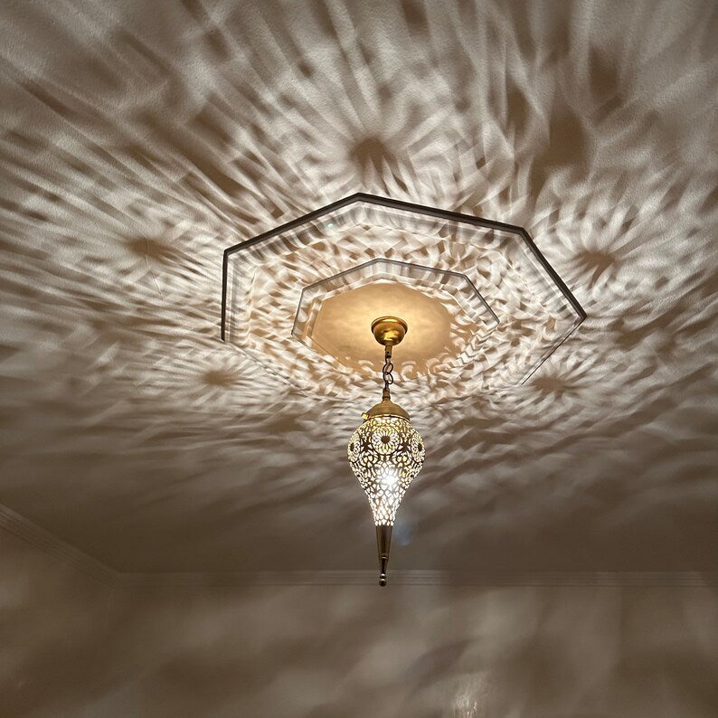 Moroccan Handmade Brass Ceiling Pendant Light (Aṣil)