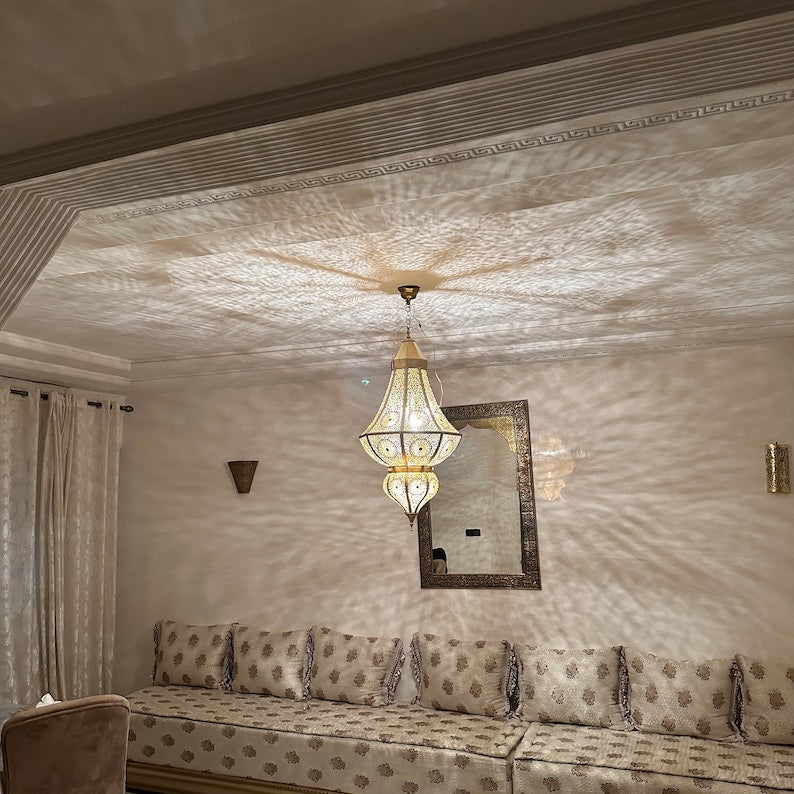 Order by Size : Moroccan Handmade Brass Ceiling Pendant Light (Ameerah)