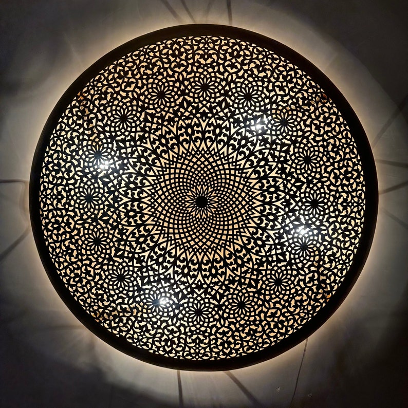 Order by Size : Moroccan handmade brass round wall light lamp ( Taourirt)