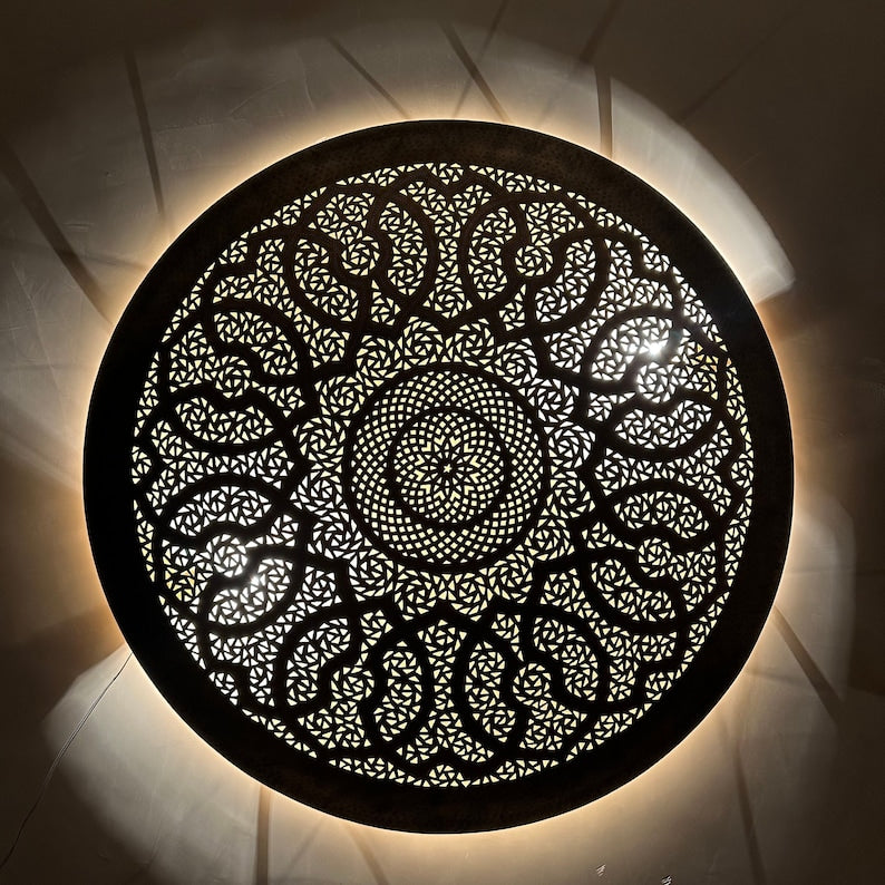 Order by Size : Moroccan handmade brass round wall light lamp ( casablanca)