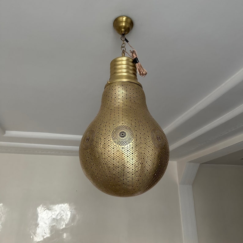 Moroccan Handmade Brass Ceiling Pendant Light (Numidia)