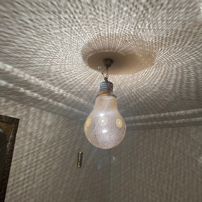 Moroccan Handmade Brass Ceiling Pendant Light (Numidia)